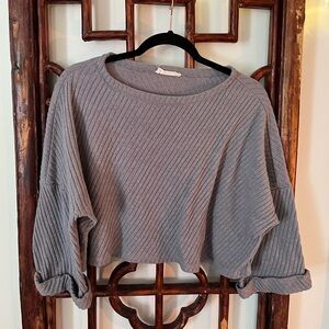 Jolie Blue Gray Cropped Sweater